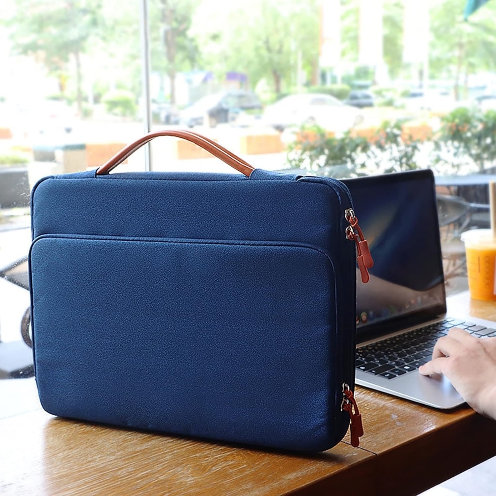 Geanta Universala VarioShop®, pentru Laptop 15.6 inch, Rezistenta la Apa, Design Clasic si Elegant, Compatibila laptop Apple MacBook Air, MacBook Pro Touch Bar, Asus, Acer, Dell, Huawei, 39 x 4.5 x 28 cm, Albastru