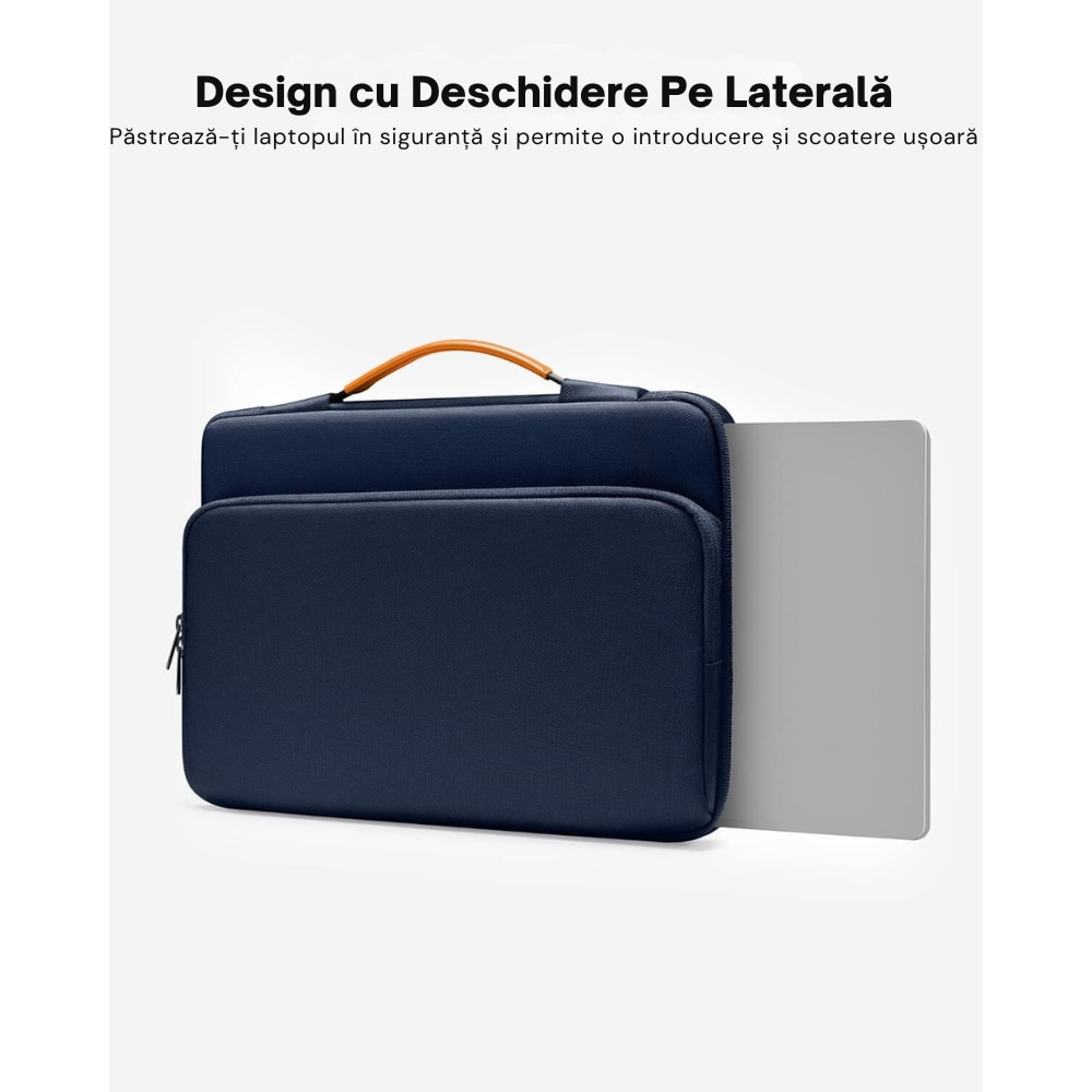 Geanta Universala VarioShop®, pentru Laptop 15.6 inch, Rezistenta la Apa, Design Clasic si Elegant, Compatibila laptop Apple MacBook Air, MacBook Pro Touch Bar, Asus, Acer, Dell, Huawei, 39 x 4.5 x 28 cm, Albastru