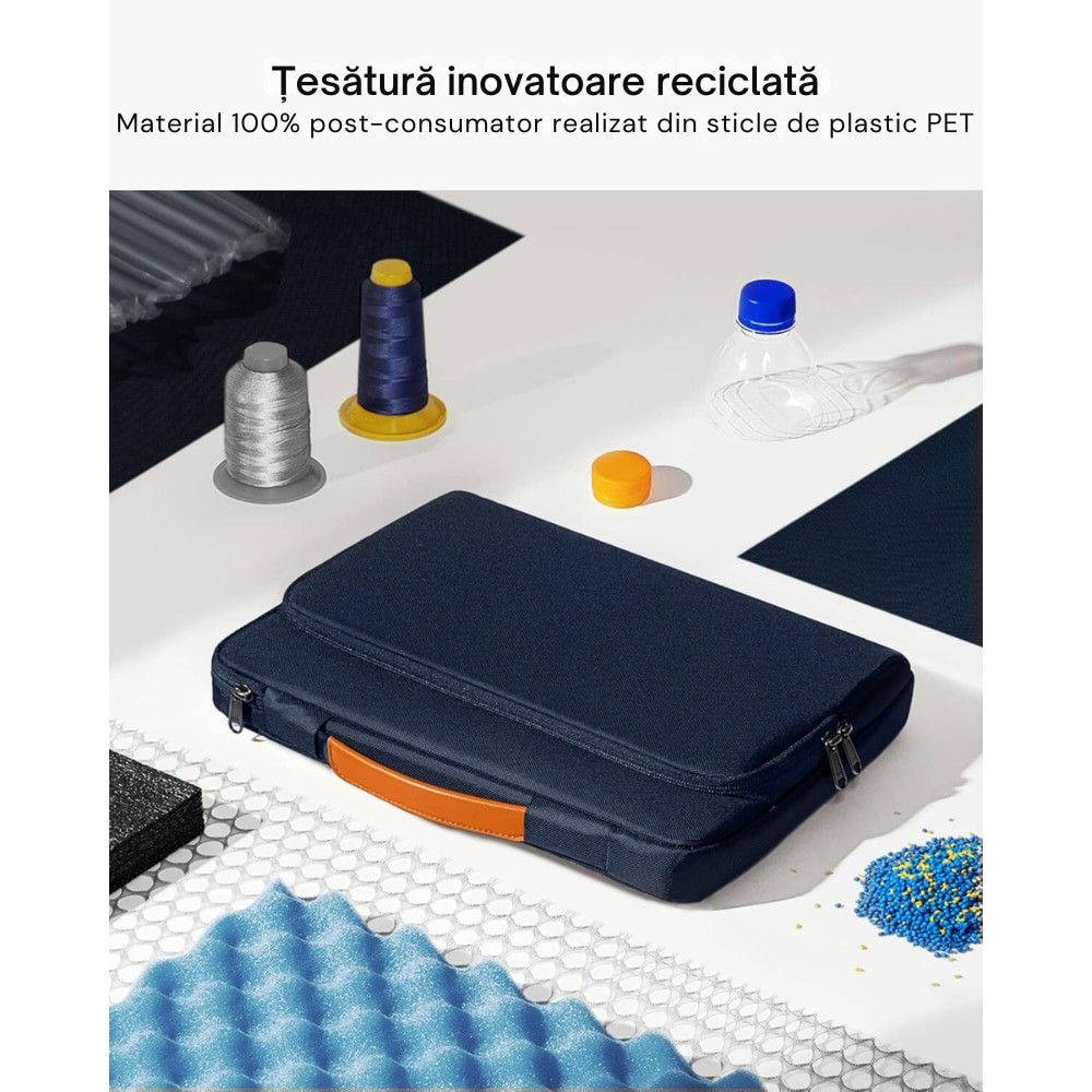 Geanta Universala VarioShop®, pentru Laptop 15.6 inch, Rezistenta la Apa, Design Clasic si Elegant, Compatibila laptop Apple MacBook Air, MacBook Pro Touch Bar, Asus, Acer, Dell, Huawei, 39 x 4.5 x 28 cm, Albastru