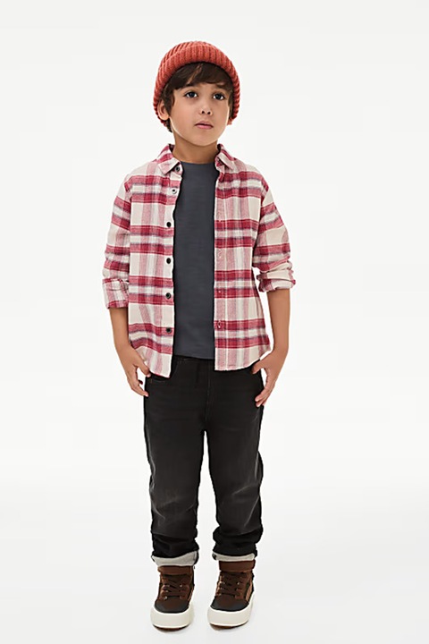 Marks & Spencer, Tricou uni cu decolteu la baza gatului, Corai/Alb murdar