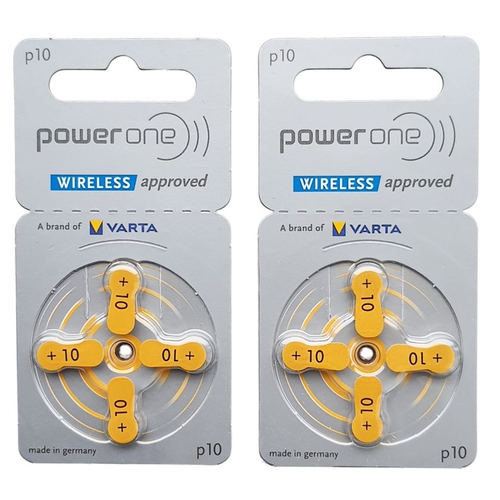 Set 8 bucati baterii aparat auditiv P10, 10, PR70, 1.45V, Power One