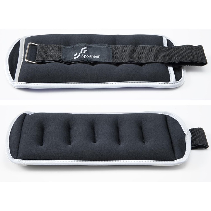 Greutati Pentru Glezne Si Incheietura Mainii Sportneer, Confortabile, Pentru Dans, Alergare, Mers, Yoga, 2 x 454 g, Culoare Negru