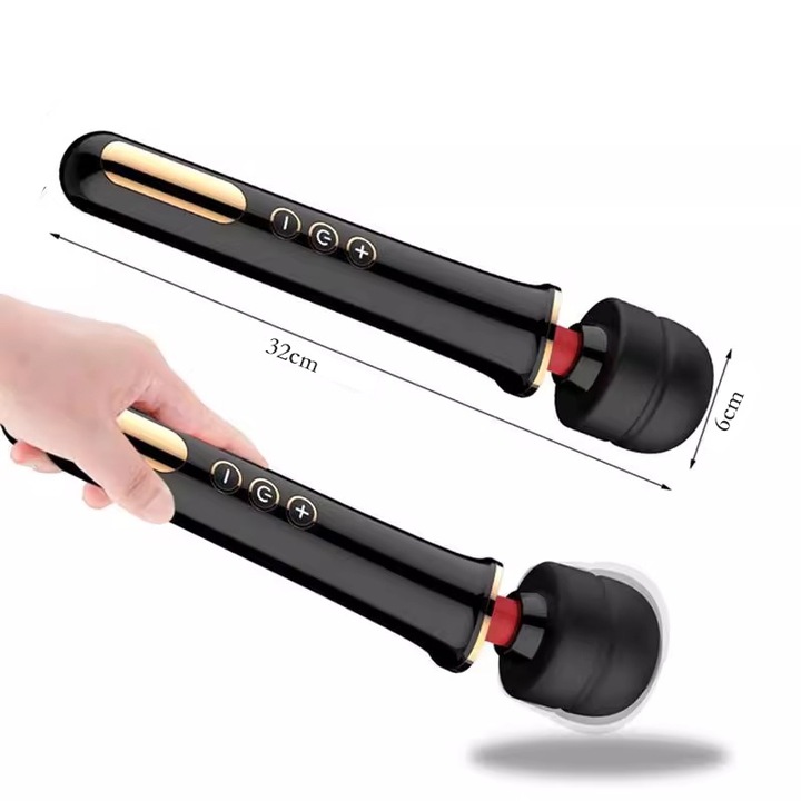 Вибратор с клитостимулатор, 10 скорости, 345x7 мм, Захранващ кабел, Черен