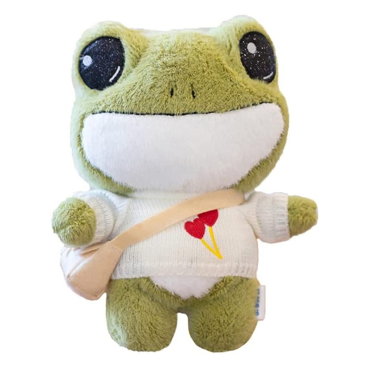 Плюшена играчка, Longziming, зелена жаба, 30 см, супер мека, идеален подарък