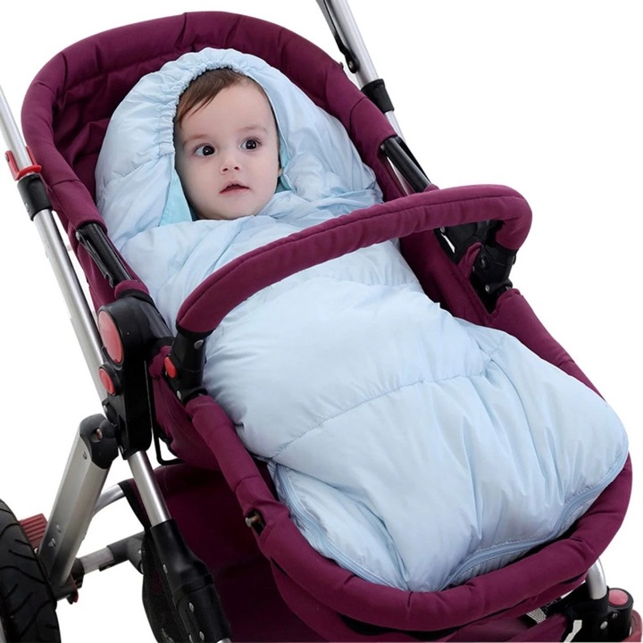 Sac de iarna pentru carucior impermeabil - albastru, 6-18 luni