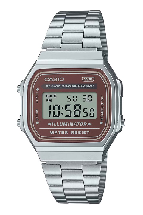 Casio, Uniszex digitális karóra rozsdamentes acélszíjjal, Ezüstszín