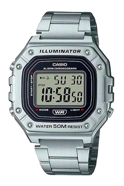 Casio, Ceas din otel inoxidabil cu logo pe cadran, Argintiu