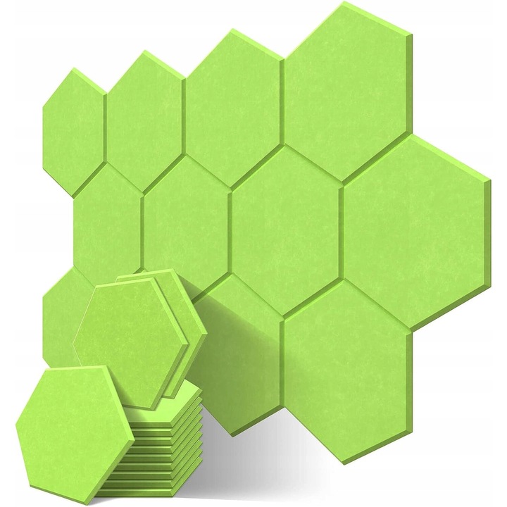 Panouri acustice, Luka, set 12 piese, verde, 35,6x30x1cm