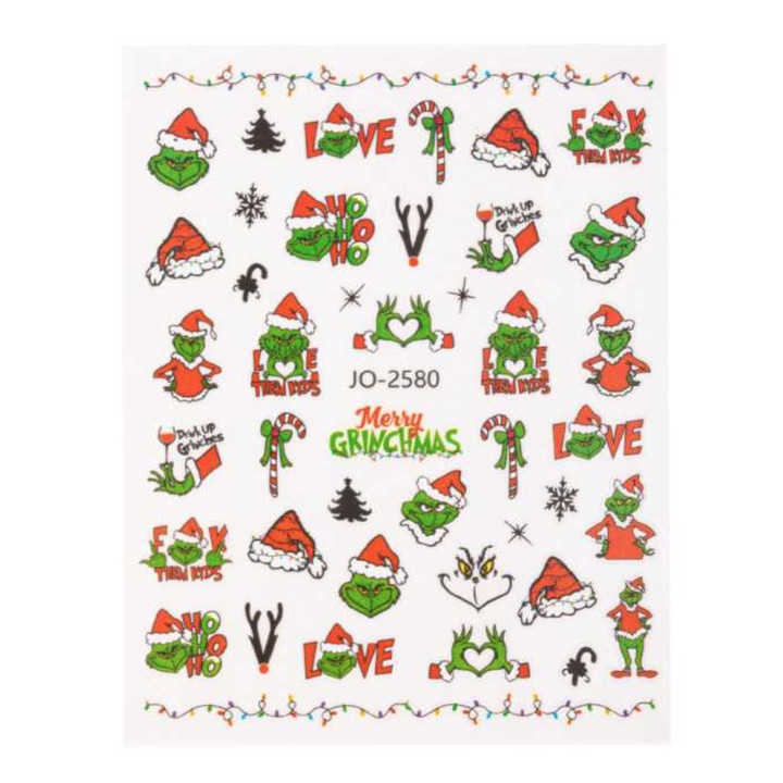 Körömmatrica, formák, JO-2580 S 7,2х9,2 cm, karácsony