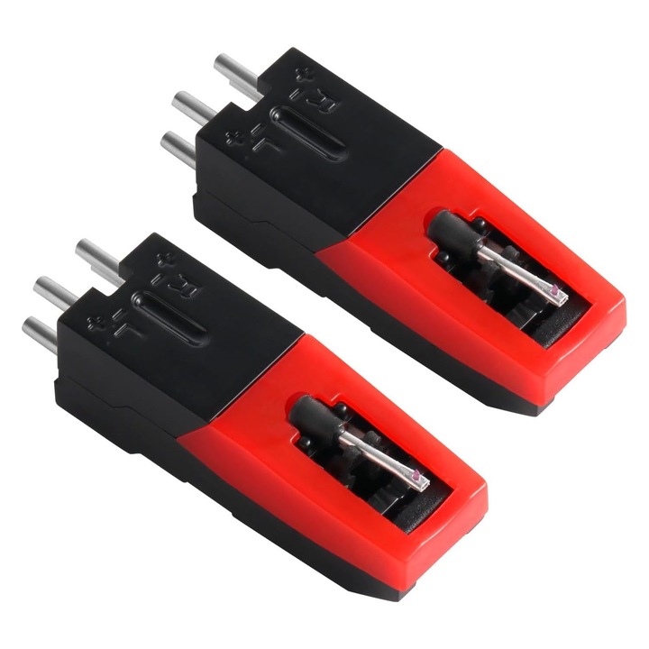 Set 2 capuri de redare Doza ac de citire OUYLAF, rosu/negru, 3,1x0,9 cm