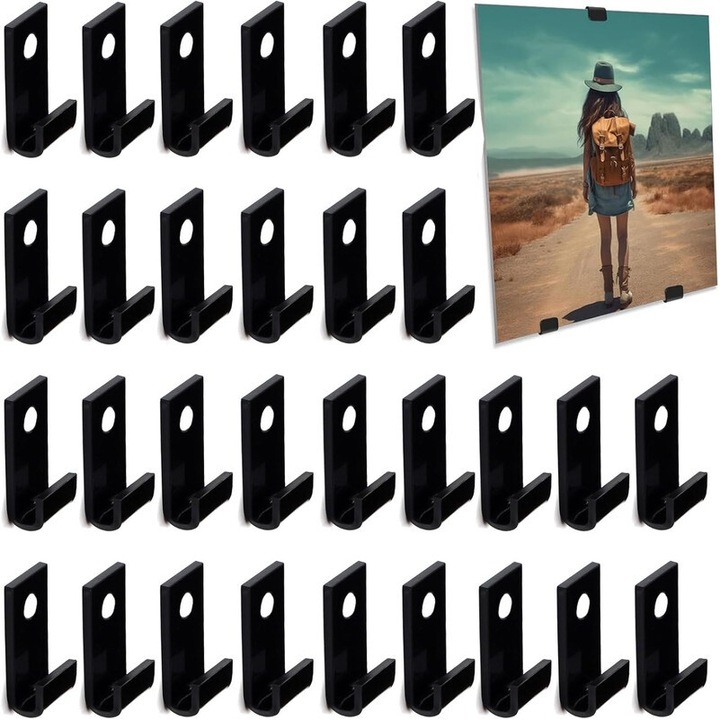 Suport pentru afisarea vinilurilor, 30 buc, WANLIAN, design minimalist, negru, dimensiuni 4x2x1.2cm