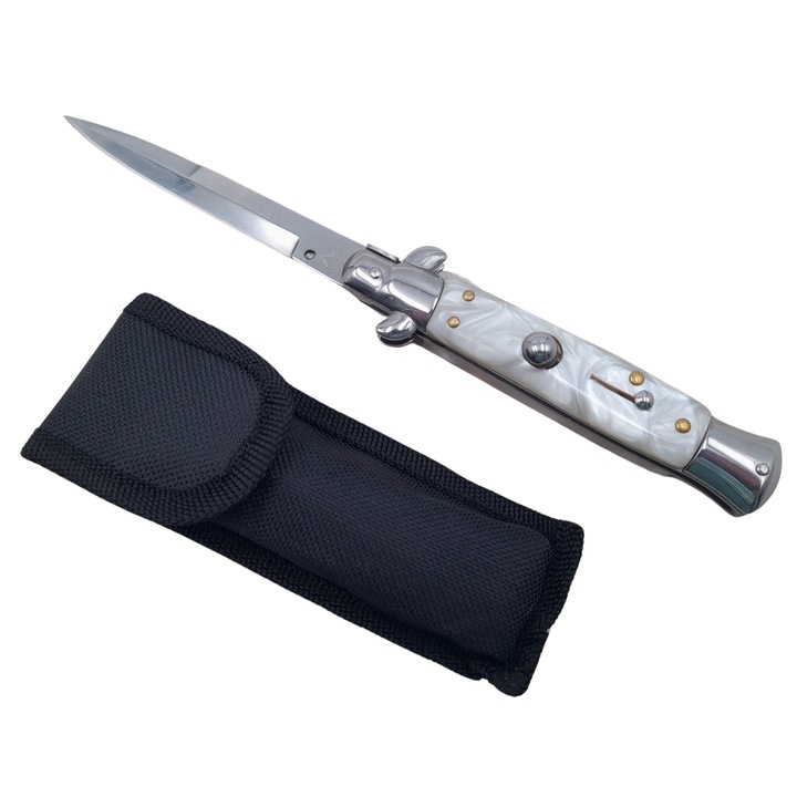 Briceag de vanatoare DEPOX®, Italian Spirit, otel inoxidabil, 22.5 cm, argintiu, husa inclusa