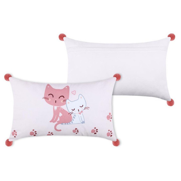 Perna pentru copii ZOELINE cu pompoane, 30 x 50 cm - roz