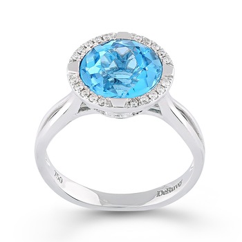 Inel Deruvo Aur 18k Diamante, Topaz Albastru, 53 R29664-W Inel Deruvo Aur 18k Diamante, Topaz Albastru, 53 R29664-W