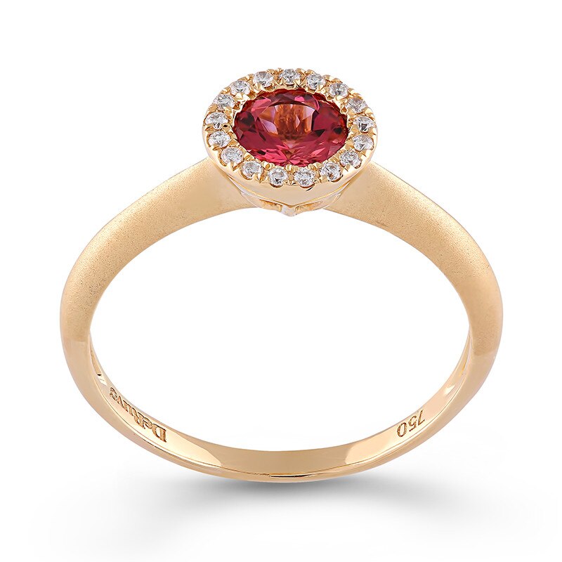 Inel Deruvo Aur 18k Diamante, Turmalina Roz, 55 R29518-Y