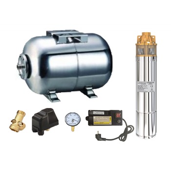 Kit complet sistem hidrofor, pompa submersibila Raider WP41/24, rezervor de 24 litri din inox, presostat, racord 5 cai, manometru Kit complet sistem hidrofor, pompa submersibila Raider WP41/24, rezervor de 24 litri din inox, presostat, racord 5 cai, manometru