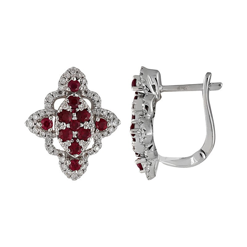 Cercei Deruvo Aur 18k Diamante, Rubine E30530R-W