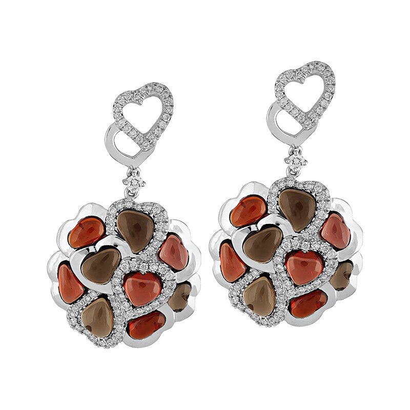 Cercei Deruvo Aur 18k Diamante, Granat, Quartz E3927DWN-W