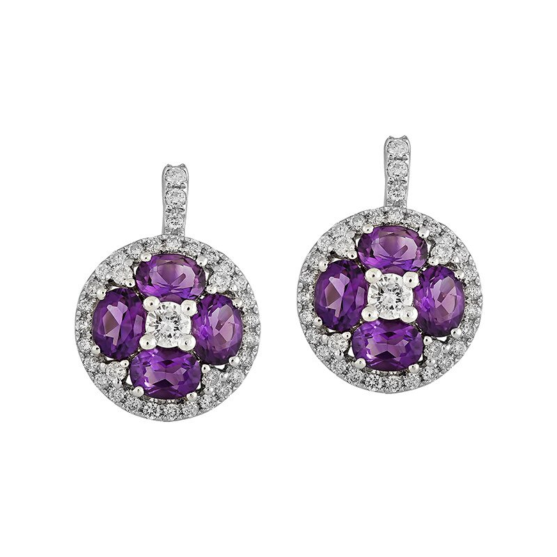 Cercei Deruvo Aur 18k Diamante, Ametist E30869R-WAMDI