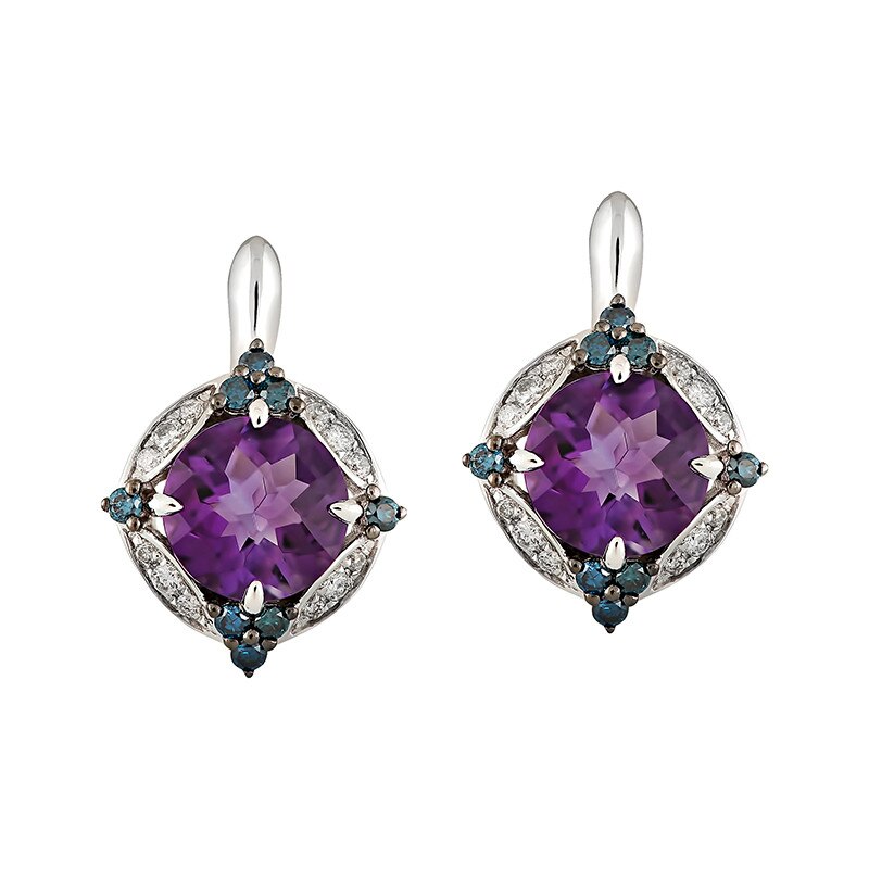 Cercei Deruvo Aur 18k Diamante, Ametist E30867R-W