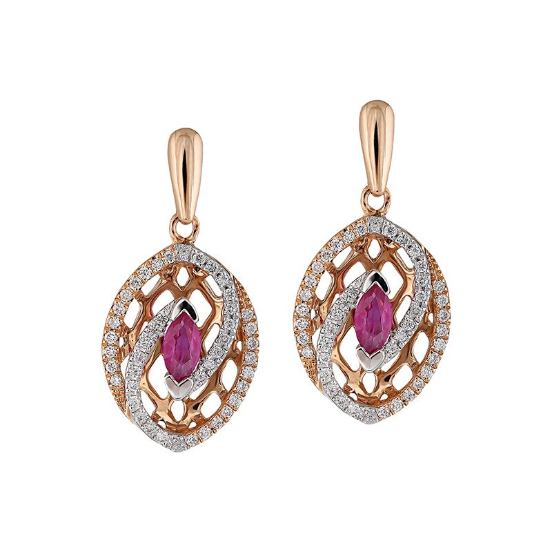 Cercei Deruvo Aur 18k Diamante, Rubine E24976R-RW