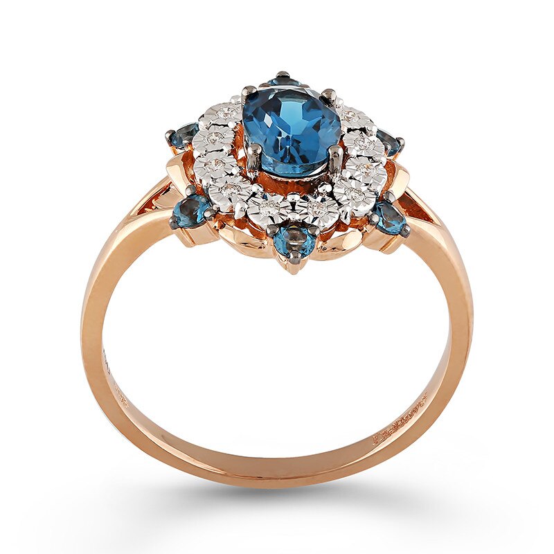 Inel Deruvo Aur 18k Diamante, Blue Topaz, 53 R30978-R