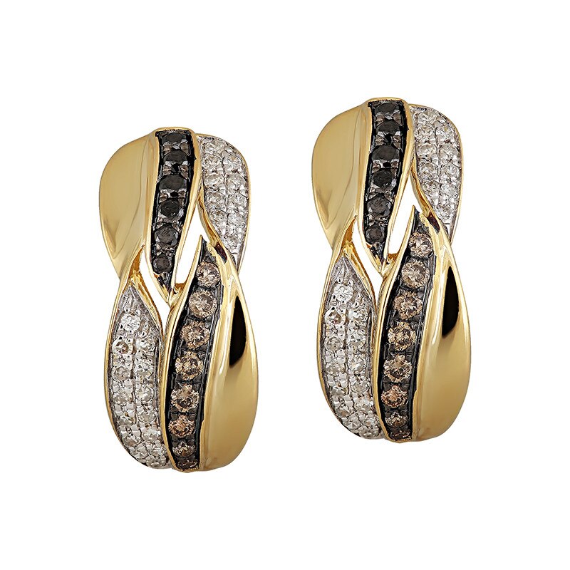 Cercei Deruvo Aur 18k Diamante, Diamante Negre, Diamante Maro E27563R-Y