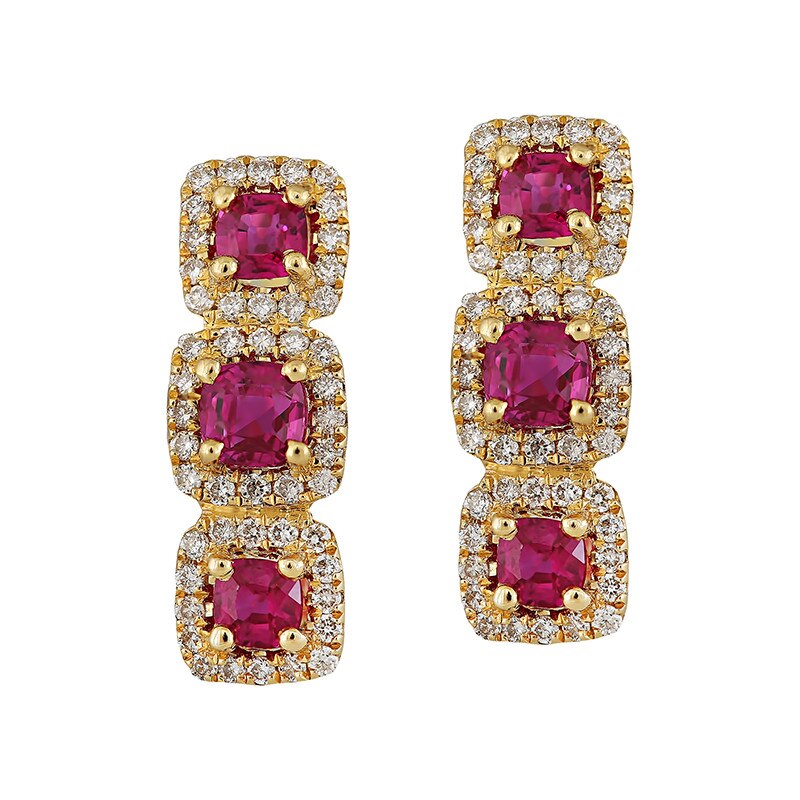 Cercei Deruvo Aur 18k Diamante, Rubine E4062R-Y