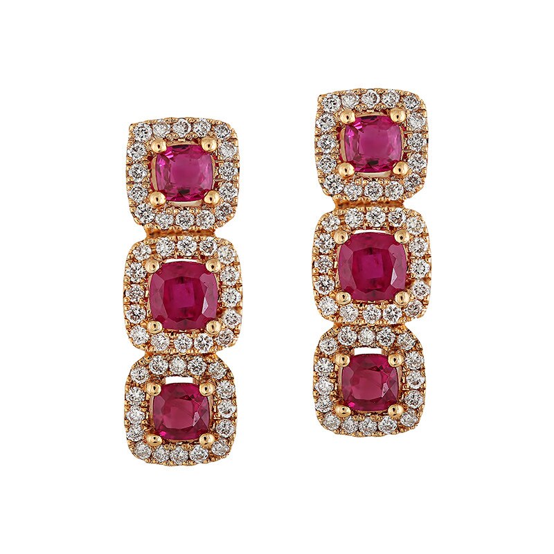 Cercei Deruvo Aur 18k Diamante, Rubine E4062RP-R