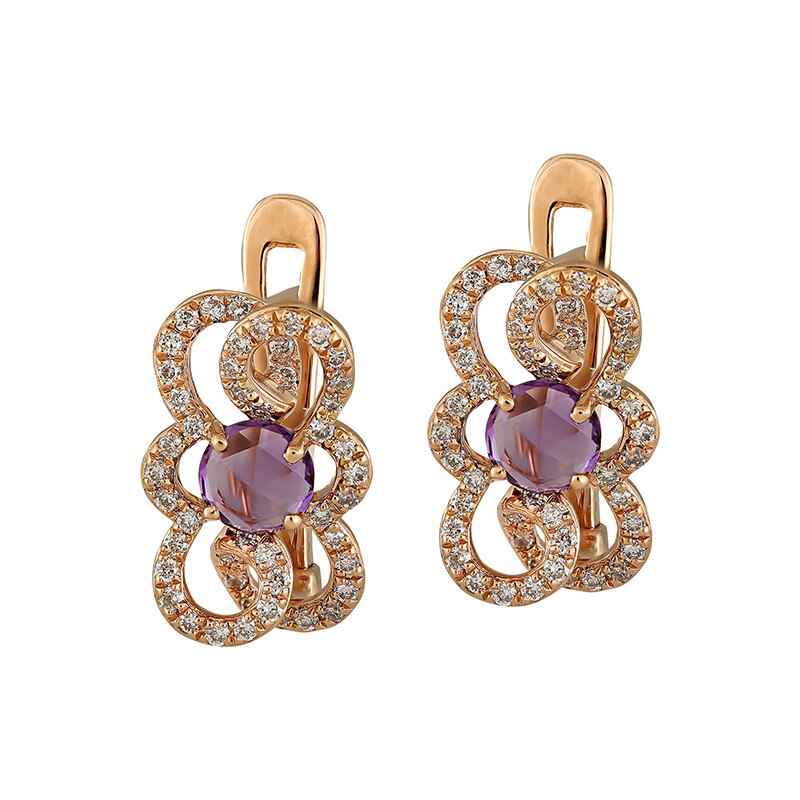 Cercei Deruvo Aur 18k Diamante , Ametiste E4171RAM-R