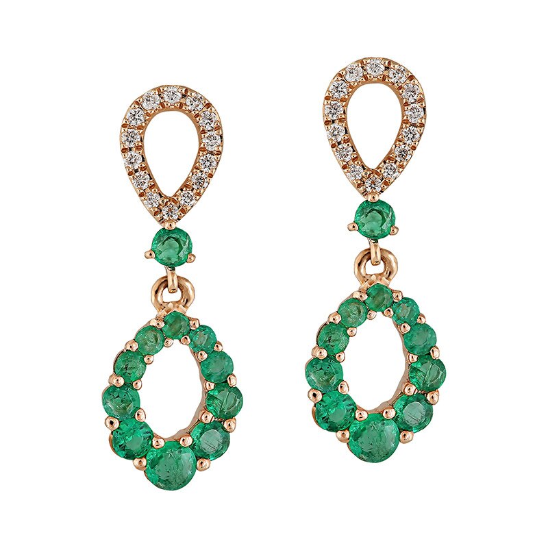 Cercei Deruvo Aur 18k Diamante , Smaralde E3922E-R