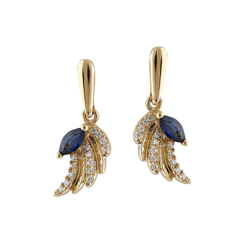 Cercei Deruvo Aur 18k Diamante, Safir E24952S-Y