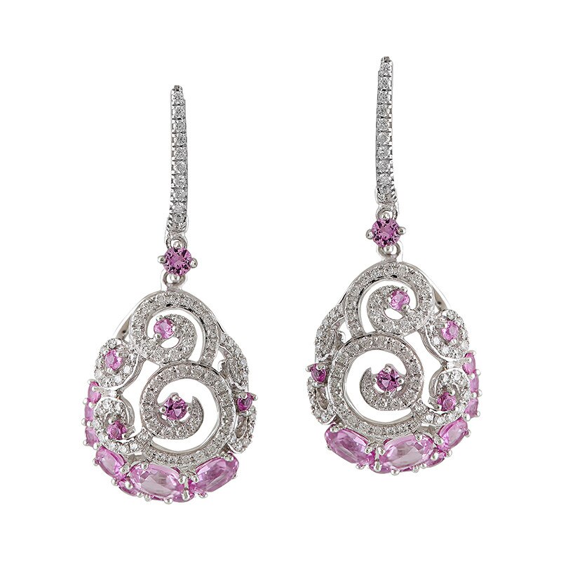 Cercei Deruvo Aur 18k Diamante, Safire Roz E3929PSDWN-W
