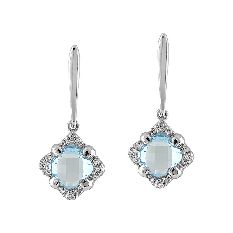 Cercei Deruvo Aur 18k Diamante, Swiss Blue Topaz E25029SBTWN-W