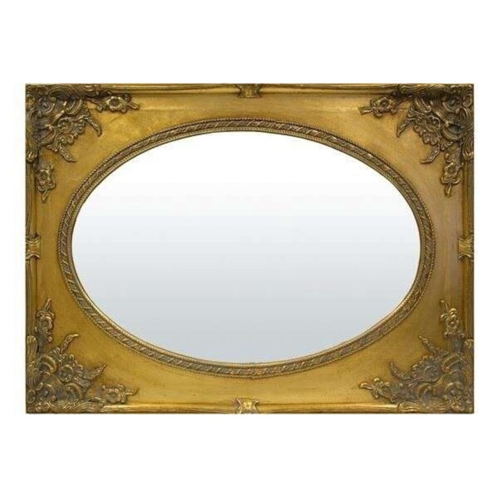 Ovális tükör, Art-Pol, dekoratív fa keret, arany, 85x115x4cm, 11,4kg