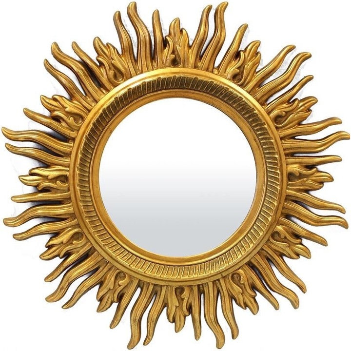 Dekoratív tükör, Art-Pol, Műanyag / Kristály, Barokk stílusú, 85 x 86 cm, Arany