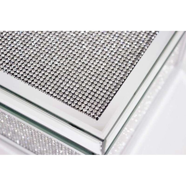 Art-Pol ékszerdoboz, ezüst, 10x25,5x17 cm, MDF/üveg