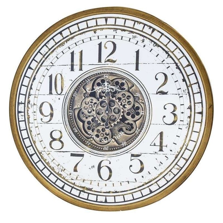 Dekoratív óra, Art-Pol, Fém, Retro design, 80 x 80 x 11 cm, Arany / Fehér
