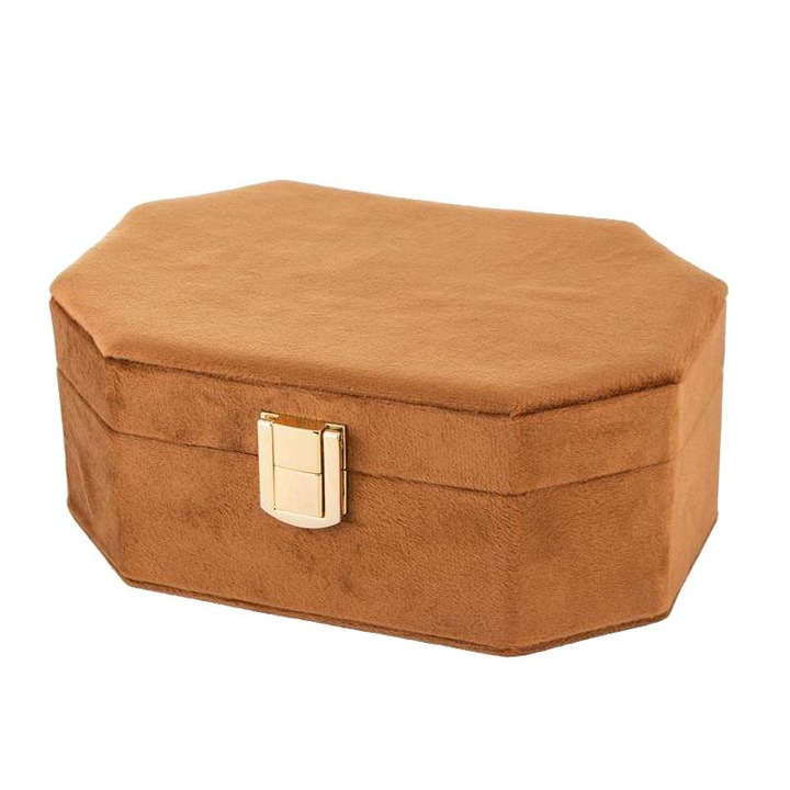 Art-Pol Ékszerdoboz, Bársony, 75 x 180 x 125 mm, Barna