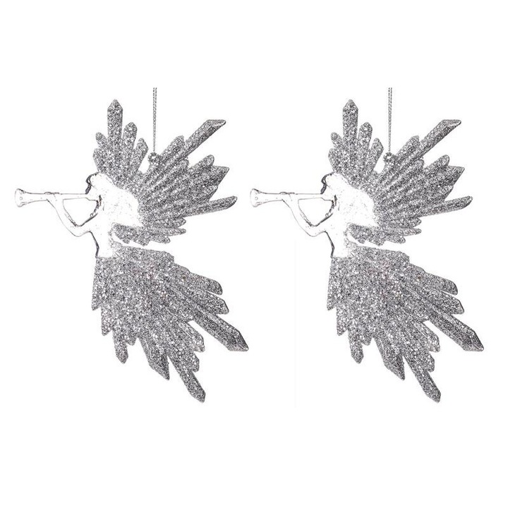 2 db Art-Pol angyaldísz készlet, műanyag, ezüst, 17x12x1cm