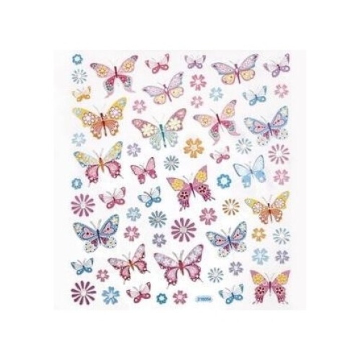 Set stickere decorative fluturi si flori 63 buc, Dalprint, 153x228 mm