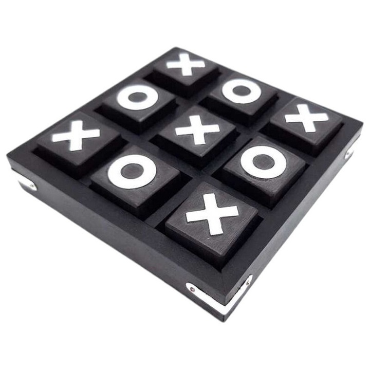 X és O játék, Giftdeco, elegáns design, fekete/fehér, fa