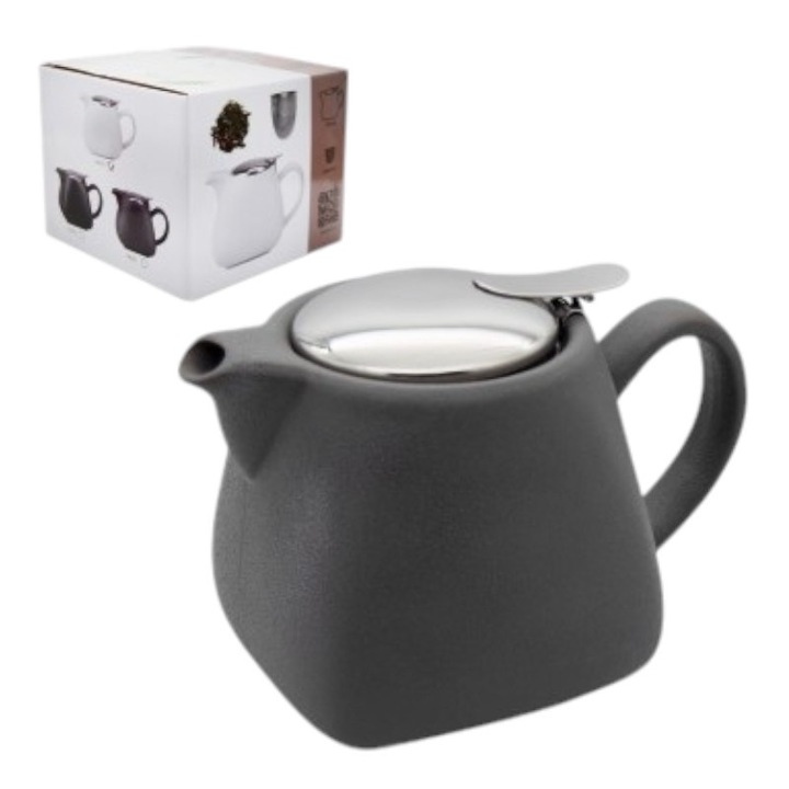 Чайник с инфузер, Tragar, керамичен, 0.85L, сив