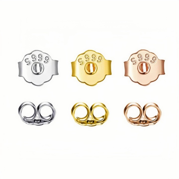 Set 6 dopuri pentru cercei S999 argintiu/auriu rose/aurie, non-iritante