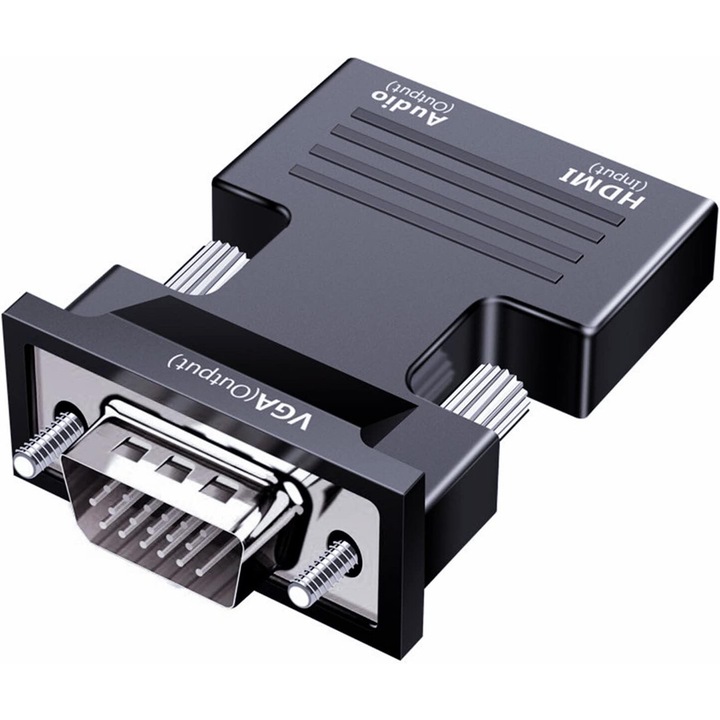 HDMI anya-VGA apa konverter adapter, audio konverter, 1080p-ig, fekete