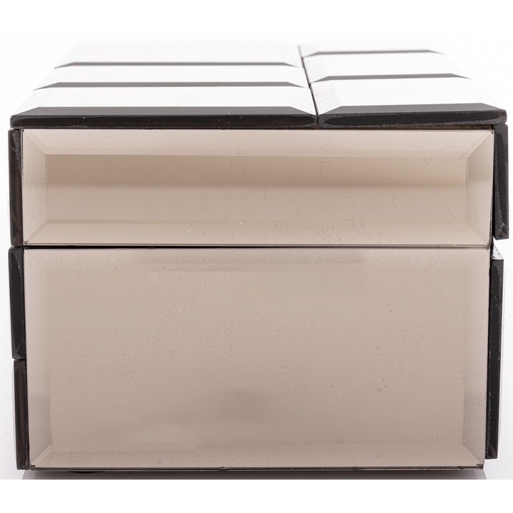 Ékszerdoboz, Art-Pol, Üveg / MDF, 8 x 15,5 x 10,5 cm, Bézs / Fekete