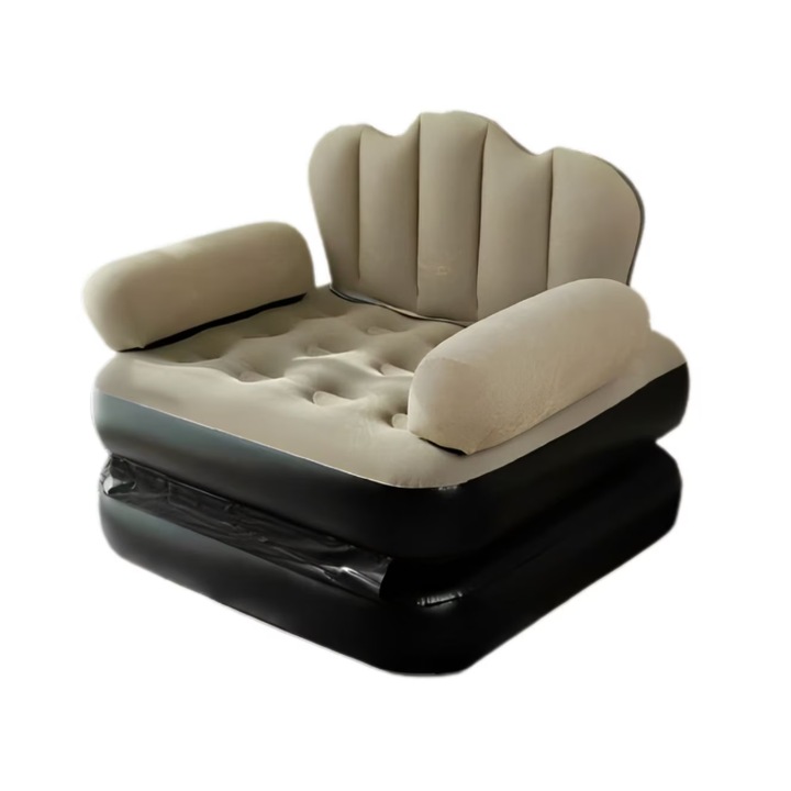 Надуваем фотьойл, 191x101см, бежов, сгъваем, мултифункционален