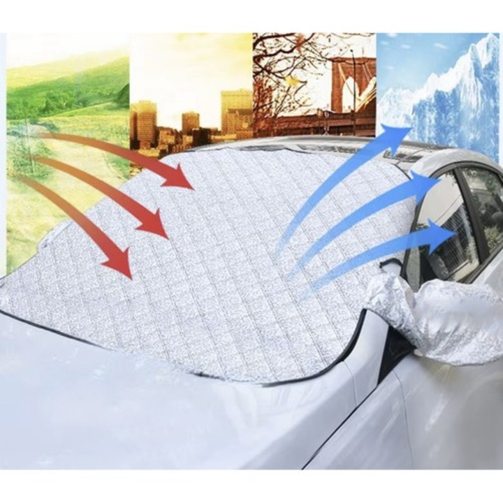 Husa magnetica pentru parbriz si oglinzi cu protectie impotriva inghetului sau razelor solare, 143 x 122 cm