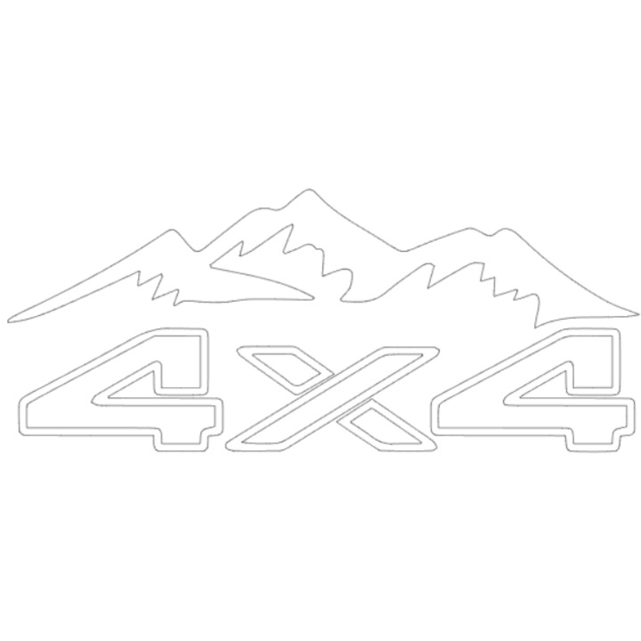Sticker Off Road, 4x4 Mountains, Alb, 40 cm x 16