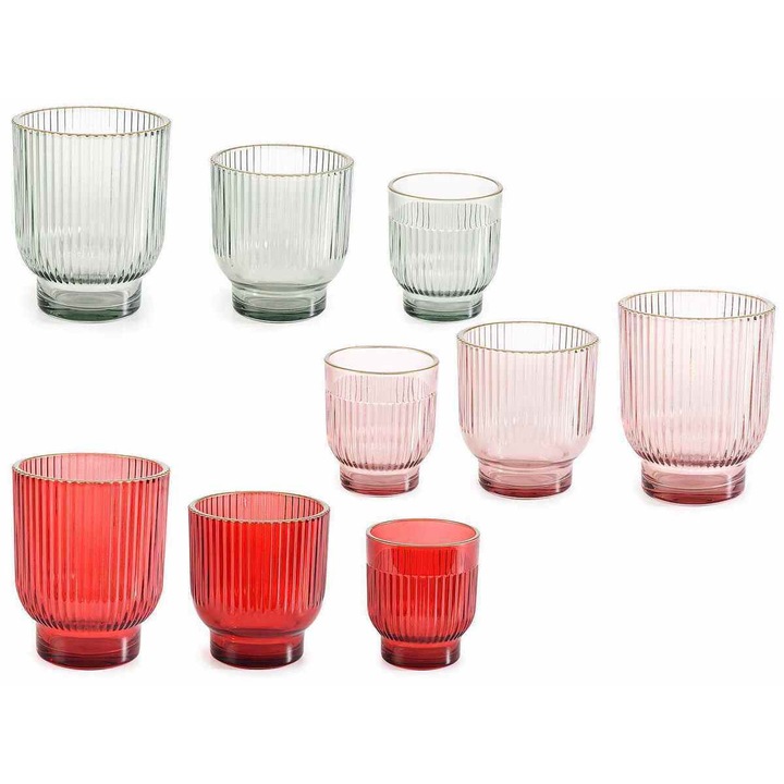 Комплект от 9 стъклени свещи 10х12,5 см, 9х10 см, 7х8,5 см